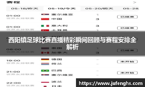 西阳镇足球比赛直播精彩瞬间回顾与赛程安排全解析